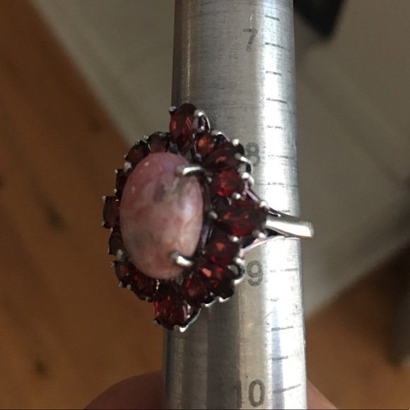 Garnet rhodochrosite sterling silver ring - Picture 7 of 11
